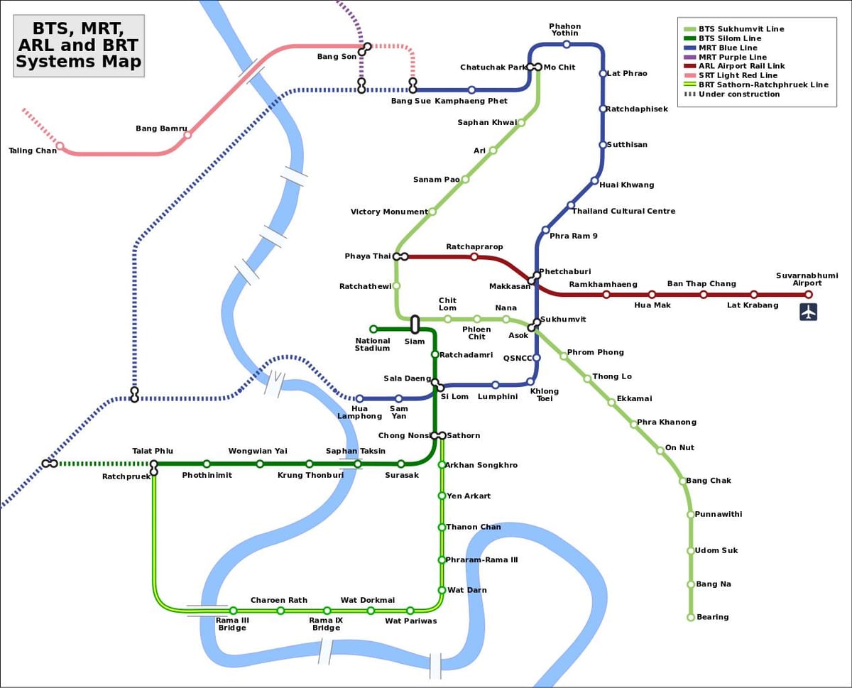 بانكوك mrt lrt خريطة