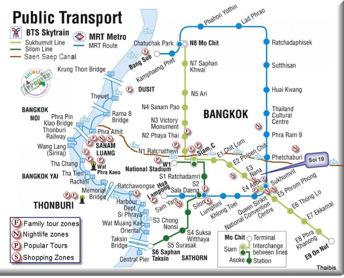 النقل العام في بانكوك خريطة
